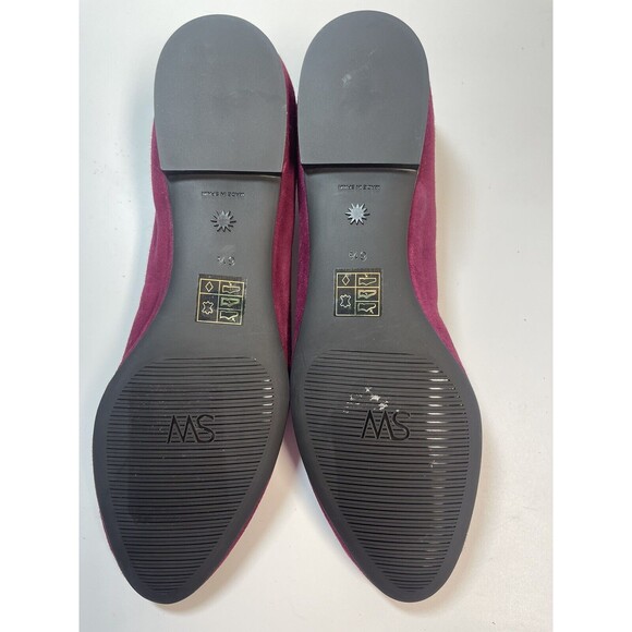 STUART WEITZMAN Gabby Bow Detailed Suede Flats In Berry Sz 6.5 New - Picture 10 of 12